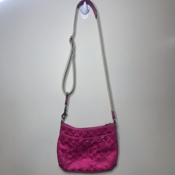 Coach Hot Pink Monogram Canvas Crossbody Bag - Picture 7 of 16